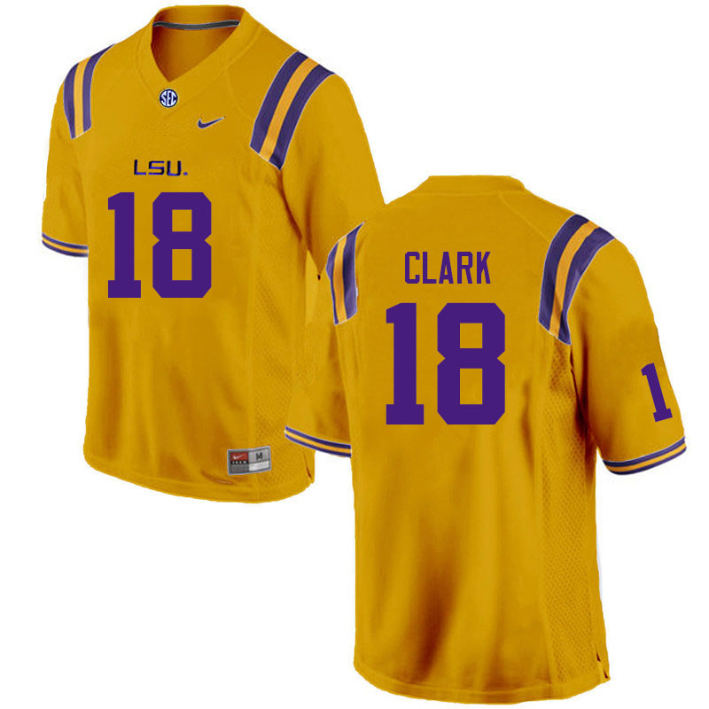LSU Tigers #18 Damone Clark College Football Jerseys Stitched Sale-Gold